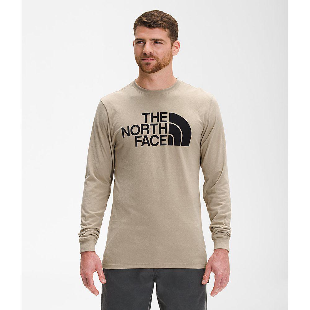 The North Face Long Sleeve Half Dome Ανδρικα Μπλούζα Με Μακρύ Μανίκι - Χακί / Μαυρα (LYDI36187)